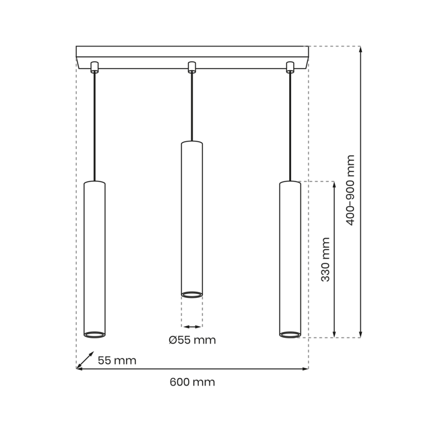 Подвесная люстра HUDSON 3xGU10/8W/230V черный