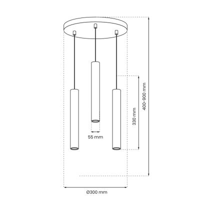 Подвесная люстра HUDSON 3xGU10/8W/230V черный