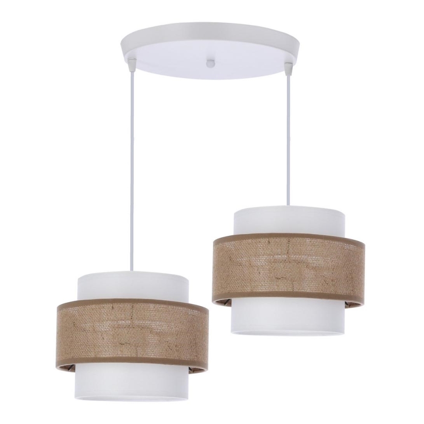 Подвесная люстра JUTA 2xE27/40W/230V коричневый/белый