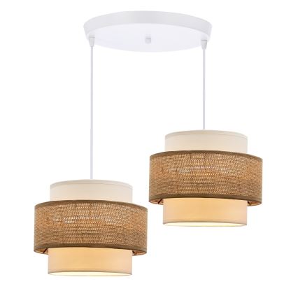 Подвесная люстра JUTA 2xE27/40W/230V коричневый/белый