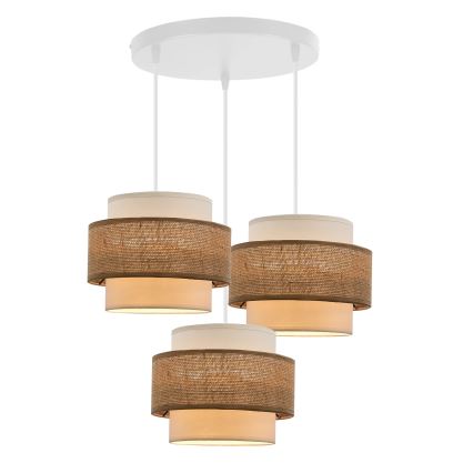 Подвесная люстра JUTA 3xE27/40W/230V коричневый/белый