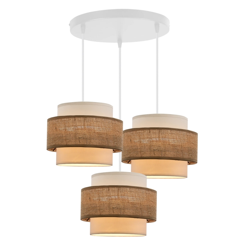 Подвесная люстра JUTA 3xE27/40W/230V коричневый/белый