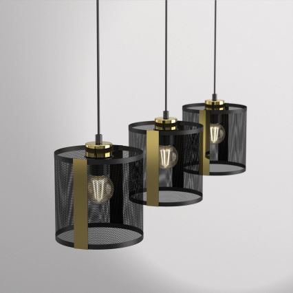 Подвесная люстра KAGA 3xE27/60W/230V черная/золотая