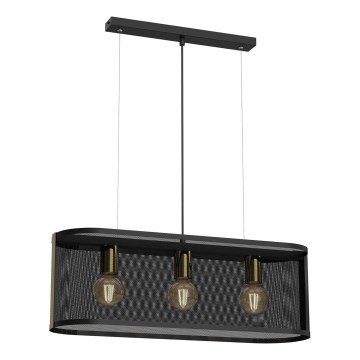 Подвесная люстра KAGA 3xE27/60W/230V черная/золотая