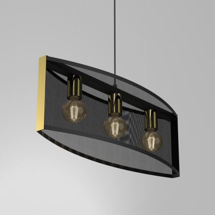 Подвесная люстра KAGA 3xE27/60W/230V черная/золотая