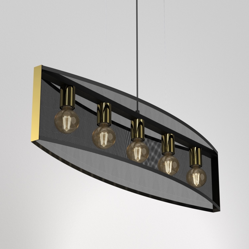 Подвесная люстра KAGA 5xE27/60W/230V черная/золотая