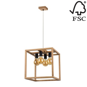Подвесная люстра KAGO 4xE27/60W/230V дуб - сертифицировано FSC