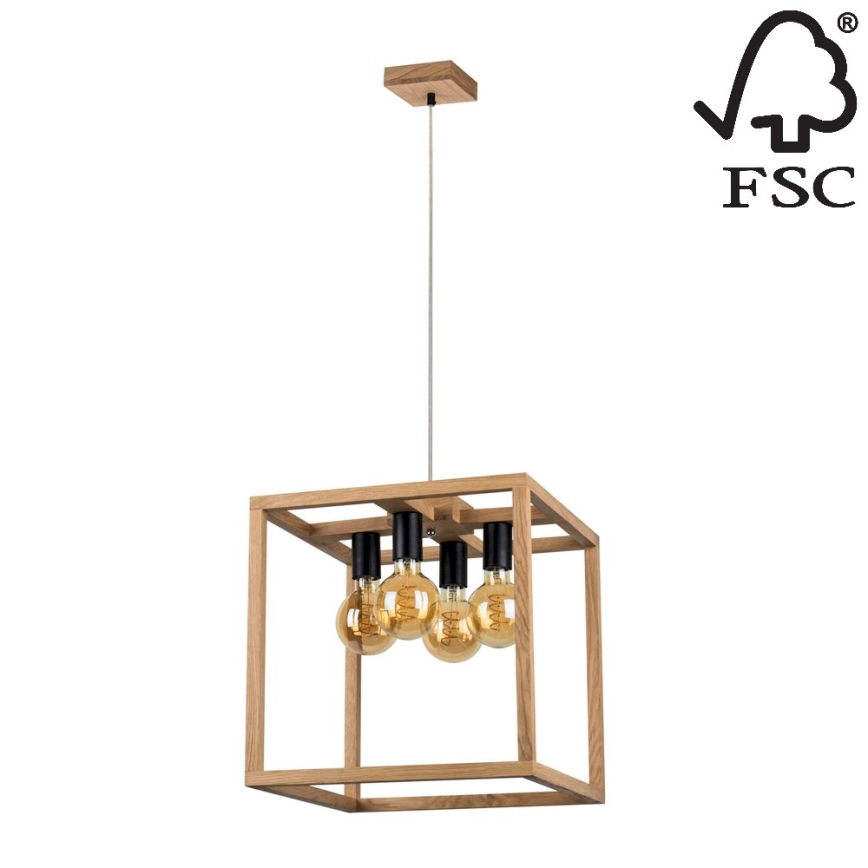 Подвесная люстра KAGO 4xE27/60W/230V дуб - сертифицировано FSC