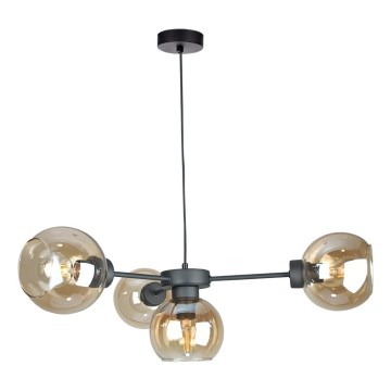 Подвесная люстра KALIOPE 4xE27/60W/230V черный/дымчатый бежевый