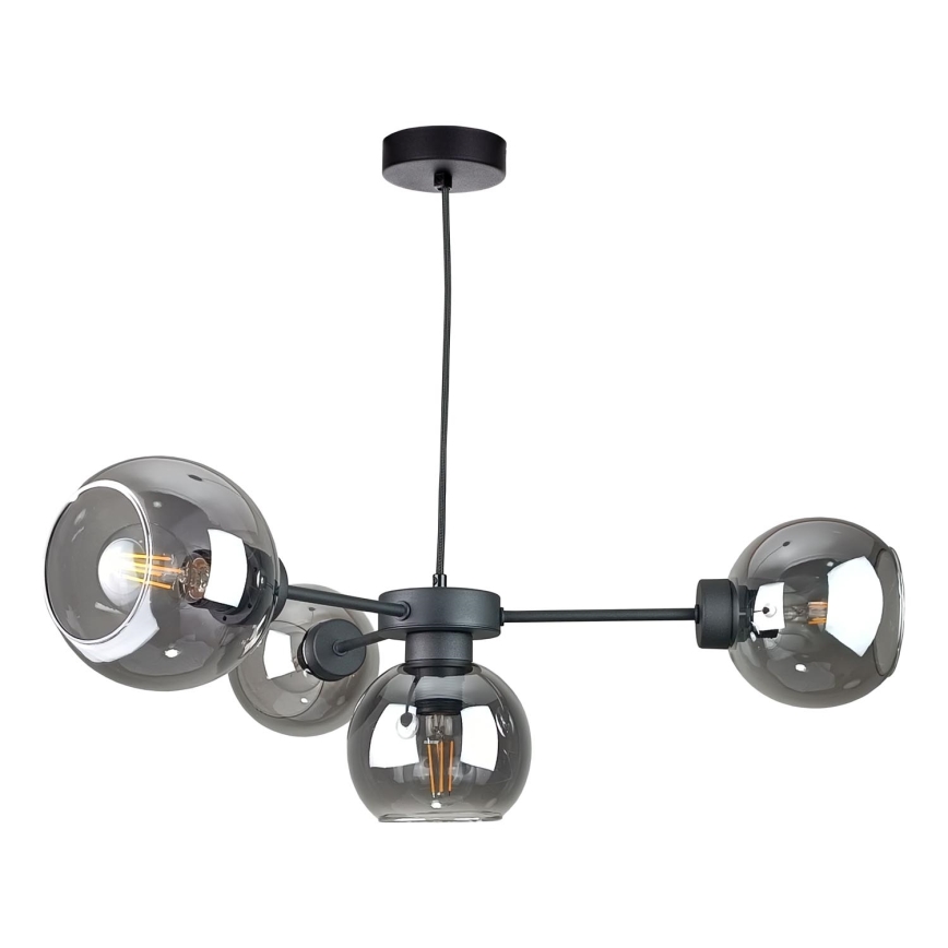 Подвесная люстра KALIOPE 4xE27/60W/230V черный/дымчатый черный