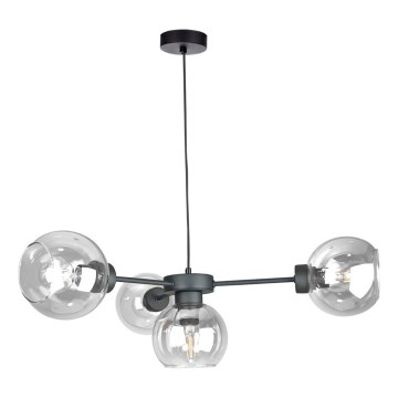 Подвесная люстра KALIOPE 4xE27/60W/230V черный/прозрачный