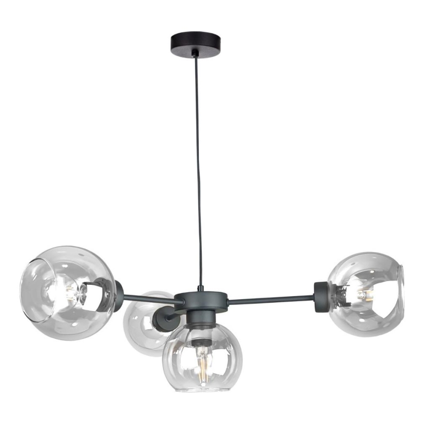 Подвесная люстра KALIOPE 4xE27/60W/230V черный/прозрачный