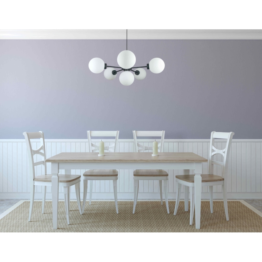 Подвесная люстра KALIOPE 6xE14/50W/230V черный/белый