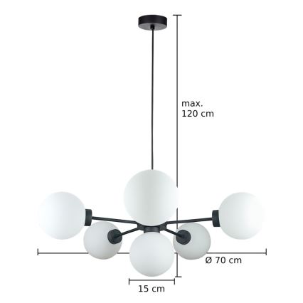 Подвесная люстра KALIOPE 6xE14/50W/230V черный/белый