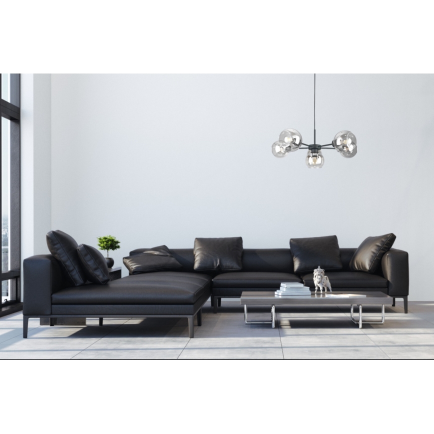 Подвесная люстра KALIOPE 6xE27/60W/230V черный/прозрачный