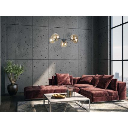 Подвесная люстра KALIOPE 6xE27/60W/230V черный/дымчатый бежевый