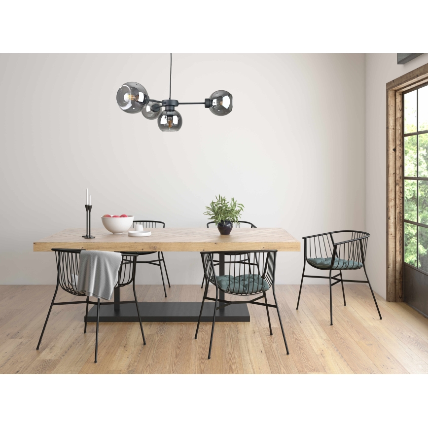 Подвесная люстра KALIOPE 6xE27/60W/230V черный/дымчатый черный