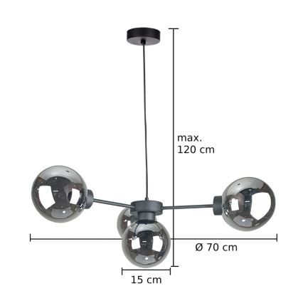 Подвесная люстра KALIOPE II 4xE14/50W/230V черный/дымчатый черный