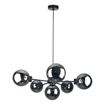 Подвесная люстра KALIOPE II 6xE14/50W/230V черный/дымчатый черный
