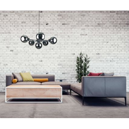 Подвесная люстра KALIOPE II 6xE14/50W/230V черный/дымчатый черный