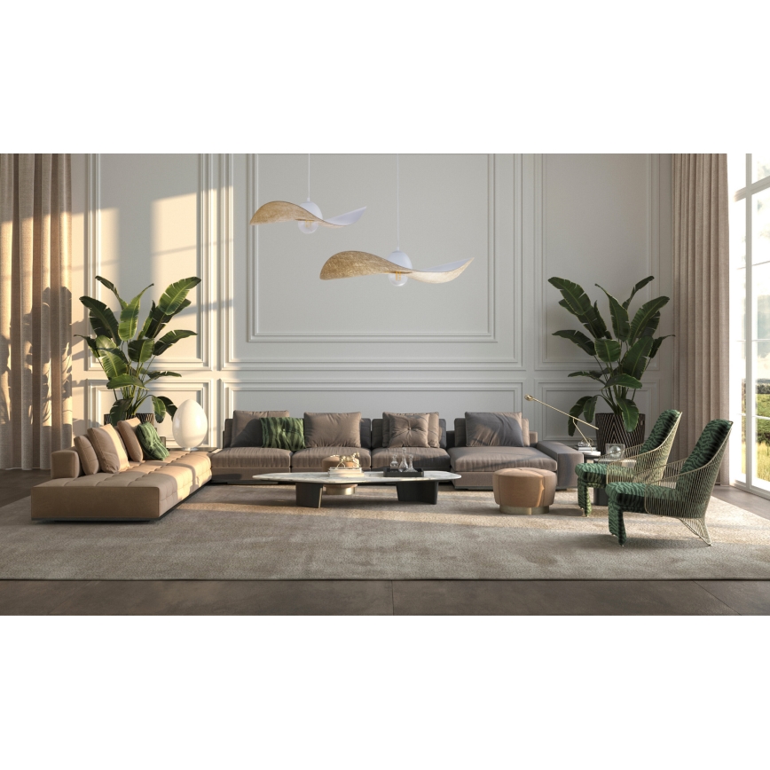 Подвесная люстра KAPELLO 1xE27/60W/230V диаметр 76 cm белая/золотая