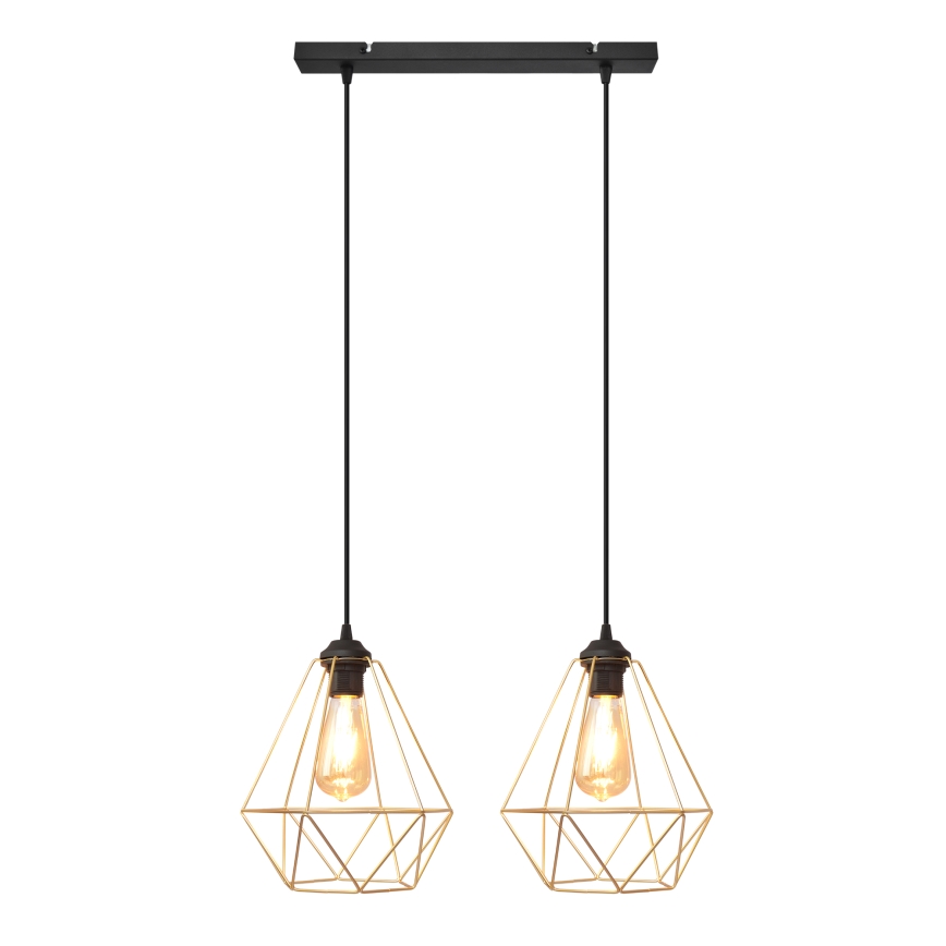 Подвесная люстра KARO 2xE27/15W/230V золотистый/черный