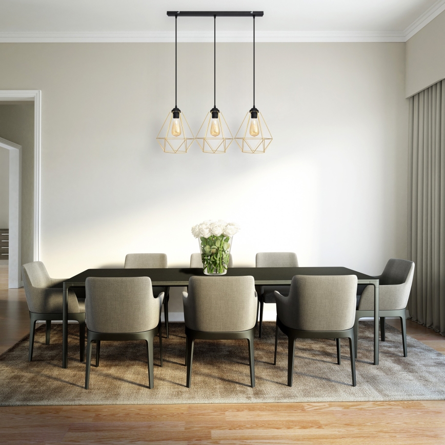 Подвесная люстра KARO 3xE27/15W/230V золотистый/черный
