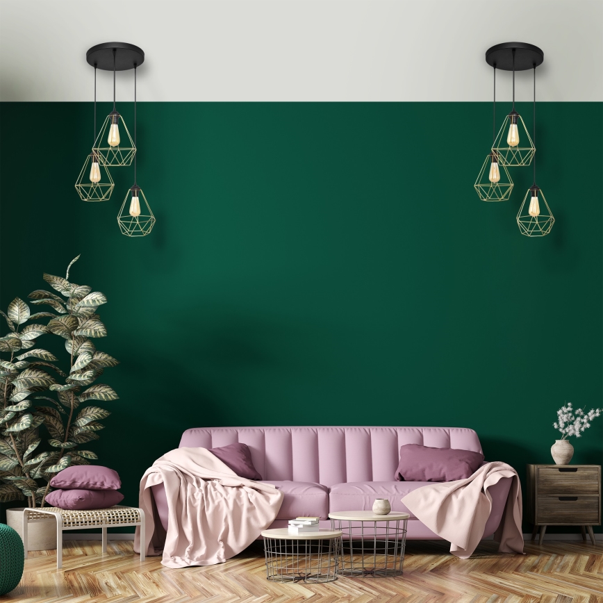 Подвесная люстра KARO 3xE27/15W/230V золотистый/черный