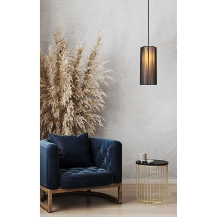 Подвесная люстра KIOTO 1xE27/40W/230V диаметр 18 см черный/бук