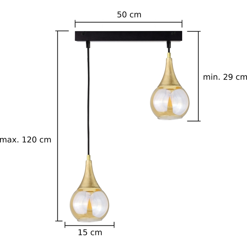 Подвесная люстра LACRIMA HONEY 2xE27/60W/230V