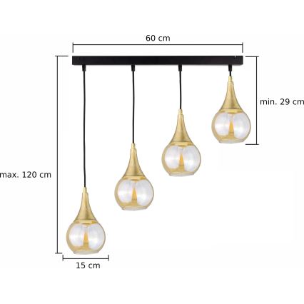 Подвесная люстра LACRIMA HONEY 4xE27/60W/230V