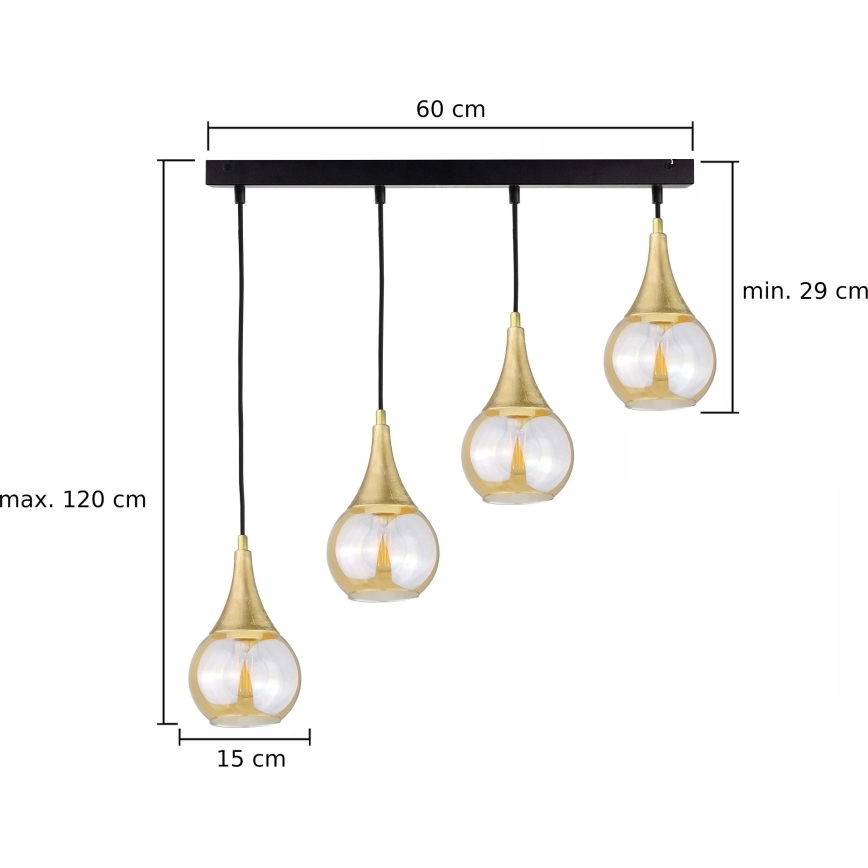Подвесная люстра LACRIMA HONEY 4xE27/60W/230V