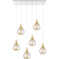 Подвесная люстра LACRIMA HONEY 6xE27/60W/230V белый/золотистый/дымчатый бежевый