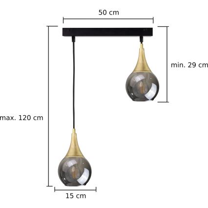 Подвесная люстра LACRIMA SMOKY 2xE27/60W/230V