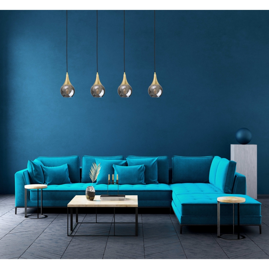 Подвесная люстра LACRIMA SMOKY 4xE27/60W/230V
