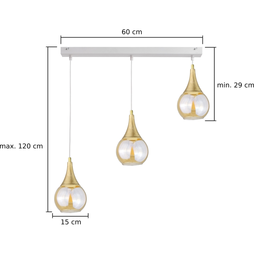 Подвесная люстра LACRIMA WHITE 3xE27/60W/230V