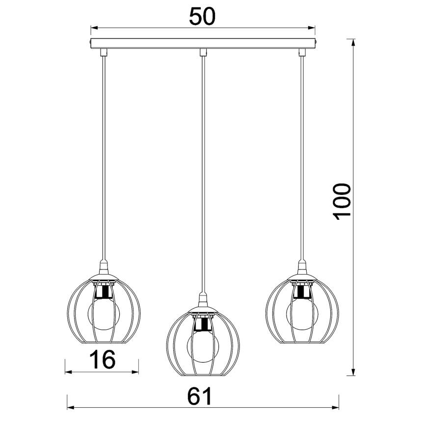 Подвесная люстра LAPS 3xE27/15W/230W черный