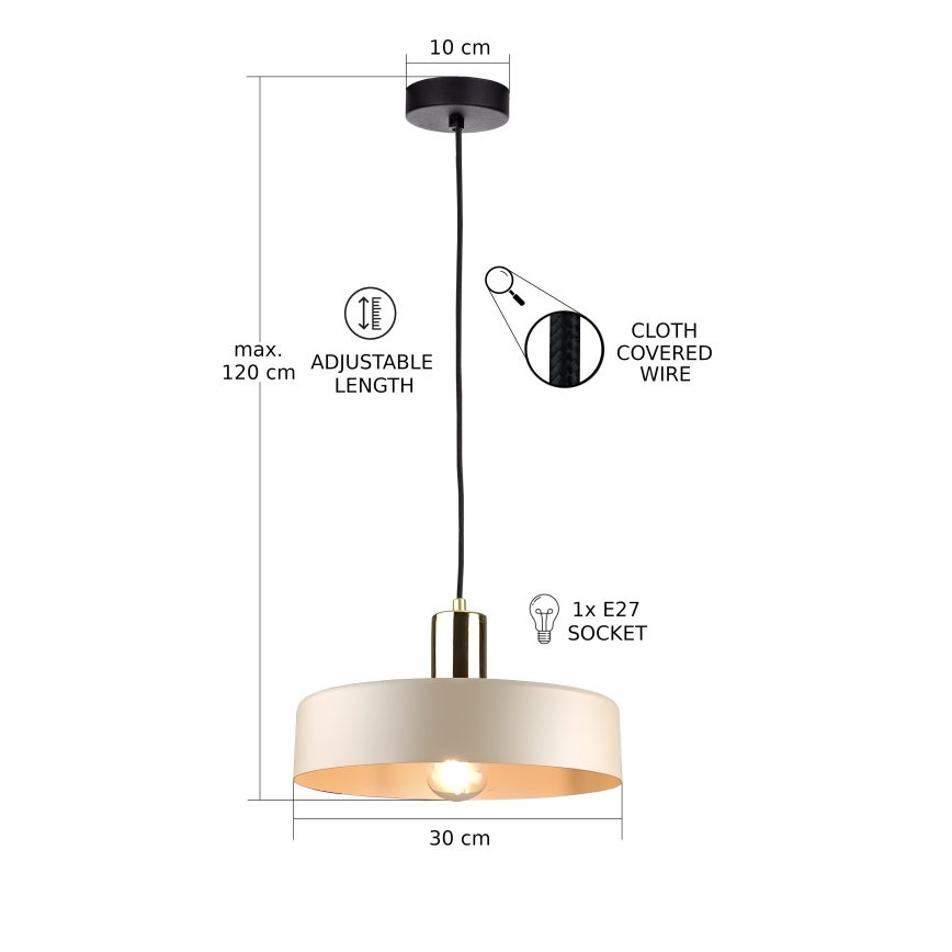 Подвесная люстра LATTE 1xE27/60W/230V бежевый/черный/блестящий хром