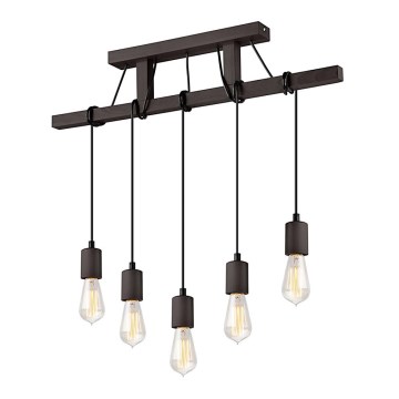 Подвесная люстра LEON 5xE27/60W/230V бук - сертифицировано FSC