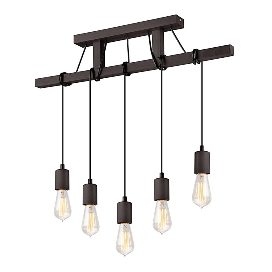 Подвесная люстра LEON 5xE27/60W/230V бук - сертифицировано FSC