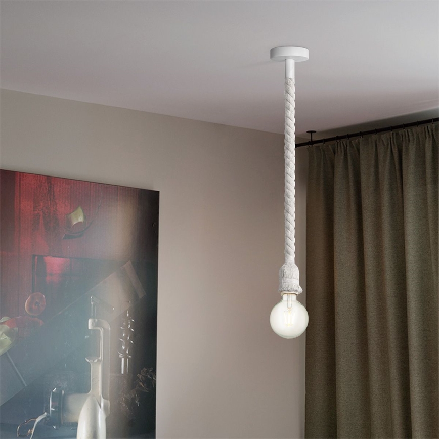 Подвесная люстра LEONARDO ROPE 1xE27/10W/230V белый