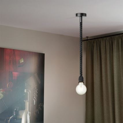 Подвесная люстра LEONARDO ROPE 1xE27/10W/230V черный