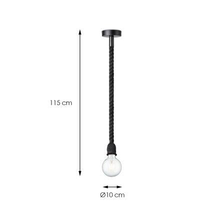 Подвесная люстра LEONARDO ROPE 1xE27/10W/230V черный