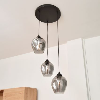 Подвесная люстра LILI 3xE27/15W/230V черный/серый