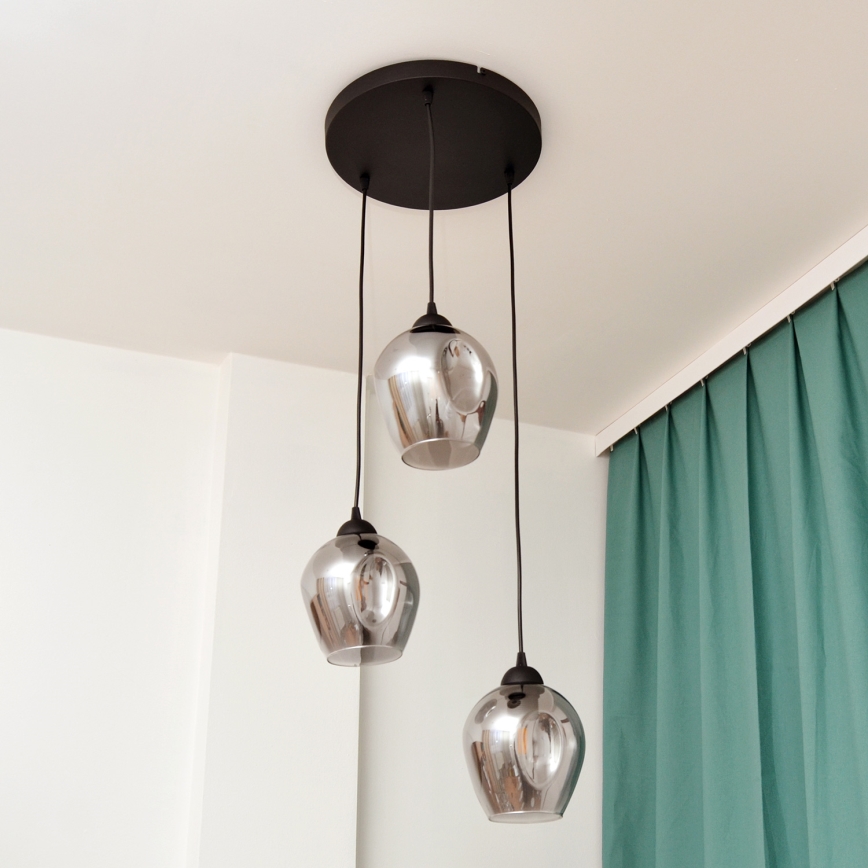 Подвесная люстра LILI 3xE27/15W/230V черный/серый
