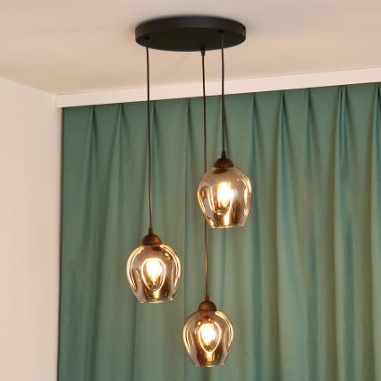 Подвесная люстра LILI 3xE27/15W/230V черный/серый