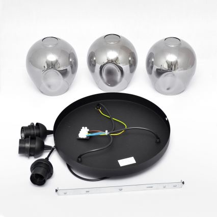 Подвесная люстра LILI 3xE27/15W/230V черный/серый