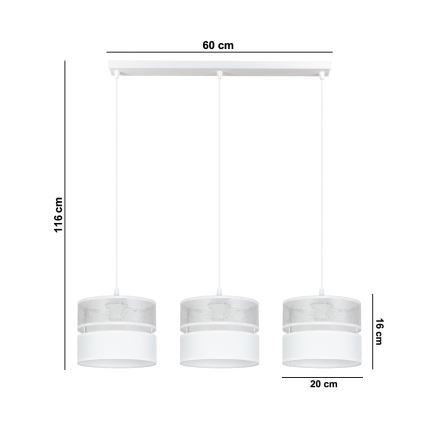 Подвесная люстра LIMA 3xE27/60W/230V серебристый/белый