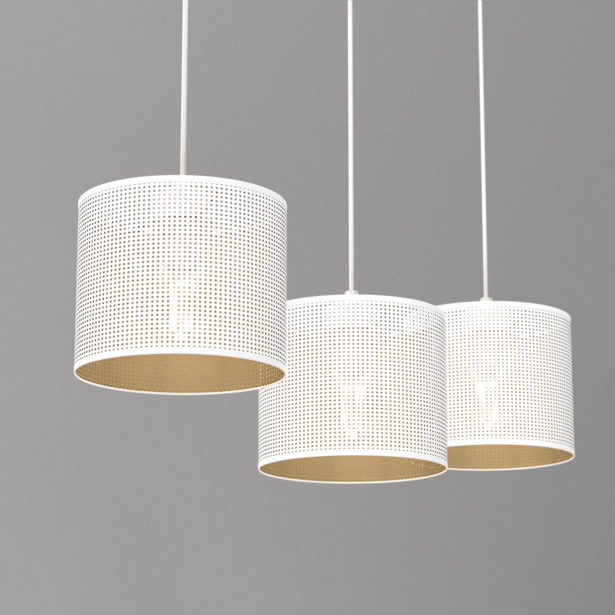 Подвесная люстра LOFT SHADE 3xE27/60W/230V белая/золотая
