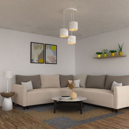 Подвесная люстра LOFT SHADE 3xE27/60W/230V белая/золотая